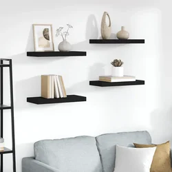 Plutajuće zidne police 4 kom crne 50 x 23 x 3,8 cm MDF