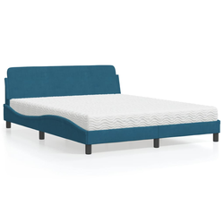 Krevet s madracem Dover plavi 160x200 cm baršunasti