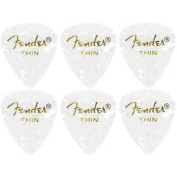 Fender 351 Shape Premium Pick Thin White Moto 6 Pack