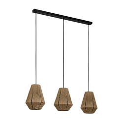 EGLO Viseća lampa ALDERNEY 3xE27 90 cm crna/natur 43786