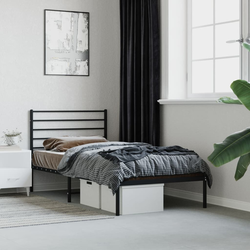 vidaXL Kovinski posteljni okvir z vzglavjem črn 107x203 cm