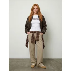 Sinsay - Pantalone barrel leg sa viskozom - BEŽ