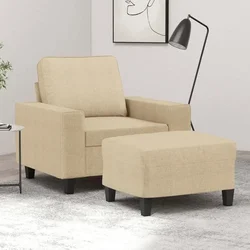 Fotelja s tabureom krem 60 cm od tkanine