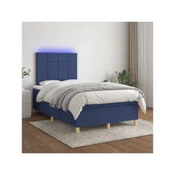 Krevet box spring s madracem LED plavi 120 x 200 cm od tkanine