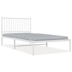 Vidaxl Kovinski posteljni okvir z vzglavjem bel 100x200 cm