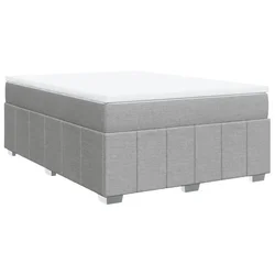 Vidaxl Box spring postelja z vzmetnico svetlo siva 140x200 cm blago