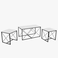Hanah Home Defne Set Klub stolova, 3 komada, Beli