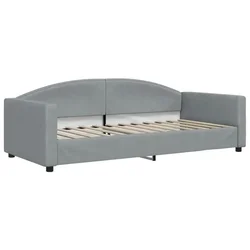 Vidaxl Raztegljiva postelja svetlo siva 90x200 cm blago