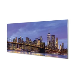 tulup.si Steklena slika Sunset most reke 140x70 cm 4 obešalnika