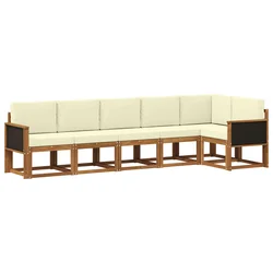 Set vanjskih sofa 6 kom. Prirodna i krem Poliester