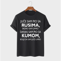 MAFIMI Muška majica Juče sam pio sa Rusima, Crna