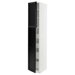 METOD / MAXIMERA Vis.el. s 2 vrata/4 fioke, bela/Lerhyttan crno bajcovano, 40x60x220 cm