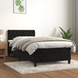 vidaXL Box spring postelja z vzmetnico črna 90x200 cm žamet