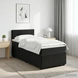 vidaXL Postelja boxspring z vzmetnico Črna 100 x 200 cm Žamet