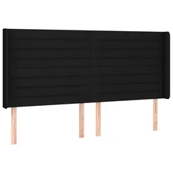 Vidaxl Vzglavje z ušesi črno 183x16x118/128 cm blago