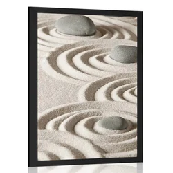 Plakat Zen kamni v peščenih krogih - 60x90 black