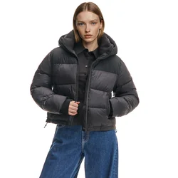 Cropp - Prošivena puffer jakna s kapuljačom - CRNO