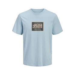JACK & JONES Majica golobje modra/temno oranžna/črna/bela