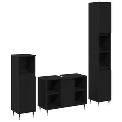Set namještaja za kupaonicu 3 pcs Crni hrast Konstruirano drvo