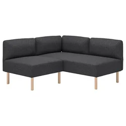 LILLEHEM Modularna ugaona sofa dvosed, Gunnared tamnosiva/drvo