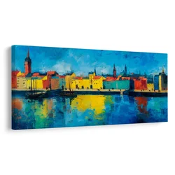 Slika žive barve mestne krajine - 60x30