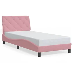Vidaxl Posteljni okvir brez vzmetnice roza 90x200 cm žamet