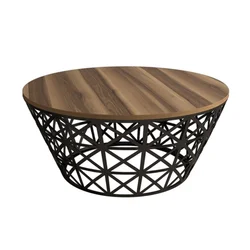 Hanah Home Stil Metal Ferforje Sto za dnevnu sobu, Braon-Crna