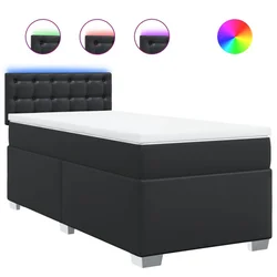 Vidaxl Box spring postelja z vzmetnico črna 80x200 cm umetno usnje