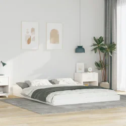 vidaXL Konstrukcija postelje Bela 160 x 210 cm Trdna borovina