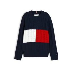 TOMMY HILFIGER Pulover Essential mornarska / rdeča / bela