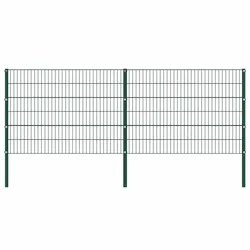 Ogradni panel sa stupovima od željeza 349x120 cm zeleni