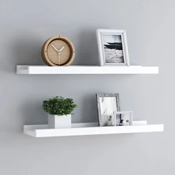 Zidne police za fotografije 2 kom bijele 60 x 9 x 3 cm MDF