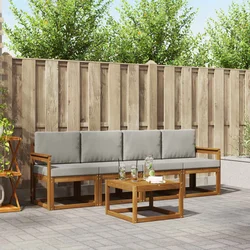 Set vanjskih sofa s jastukom 5 pcs Prirodna i svijetlo siva