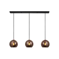 Endon 102929 - Luster na sajli BOLI 3xE27/10W/230V crna/zadimljeno braon