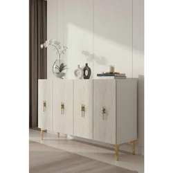 Hanah Home komoda Ayshe 120, 120 cm, bela / travertin / zlatna