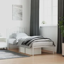 Vidaxl Kovinski posteljni okvir z vzglavjem bel 90x190 cm