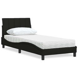 vidaXL Postelja z vzmetnico črna 80x200 cm blago