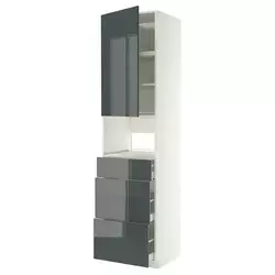 METOD / MAXIMERA Visoki element za ugradne uređaje, bela/Kallarp tamna sivozelena visokog sjaja, 60x60x240 cm