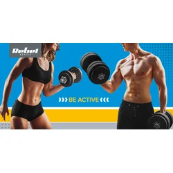 REBEL ACTIVE Liveni gvozdeni tegovi sa tri rukohvata set 2x10kg / 31mm RBA-2135
