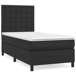 Vidaxl Box spring postelja z vzmetnico črn 100x200 cm umetno usnje