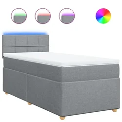 Vidaxl Box spring postelja z vzmetnico svetlo siva 80x200 cm blago