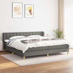 shumee Box spring postelja z vzmetnico temno siva 200x200 cm blago