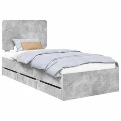 Vidaxl Konstrukcija postelje s predalom Betonsko siva 90 x 190 cm