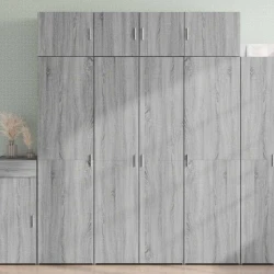 Visoka komoda siva boja hrasta 80 x 42,5 x 185 cm drvena