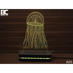 Black Cut 3D Lampa Meduza, RGB