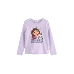 Lindex Majica Top ls Gabbys Dollhouse bež / temno rjava / sivka / bela