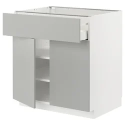 METOD / MAXIMERA Podni element s fiokom/2 vrata, bela/Havstorp svetlosiva, 80x60 cm