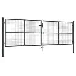 Vrtna vrata od mrežastog čelika 400x125 cm siva
