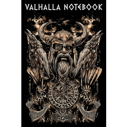 Valhalla Notebook: Odin with Hugin and Munin Portrait Viking Axe and a Vegvisir College Dot Grid Notebook