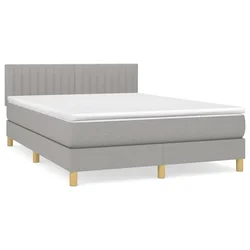 shumee Box spring postelja z vzmetnico svetlo siva 140x200 cm blago